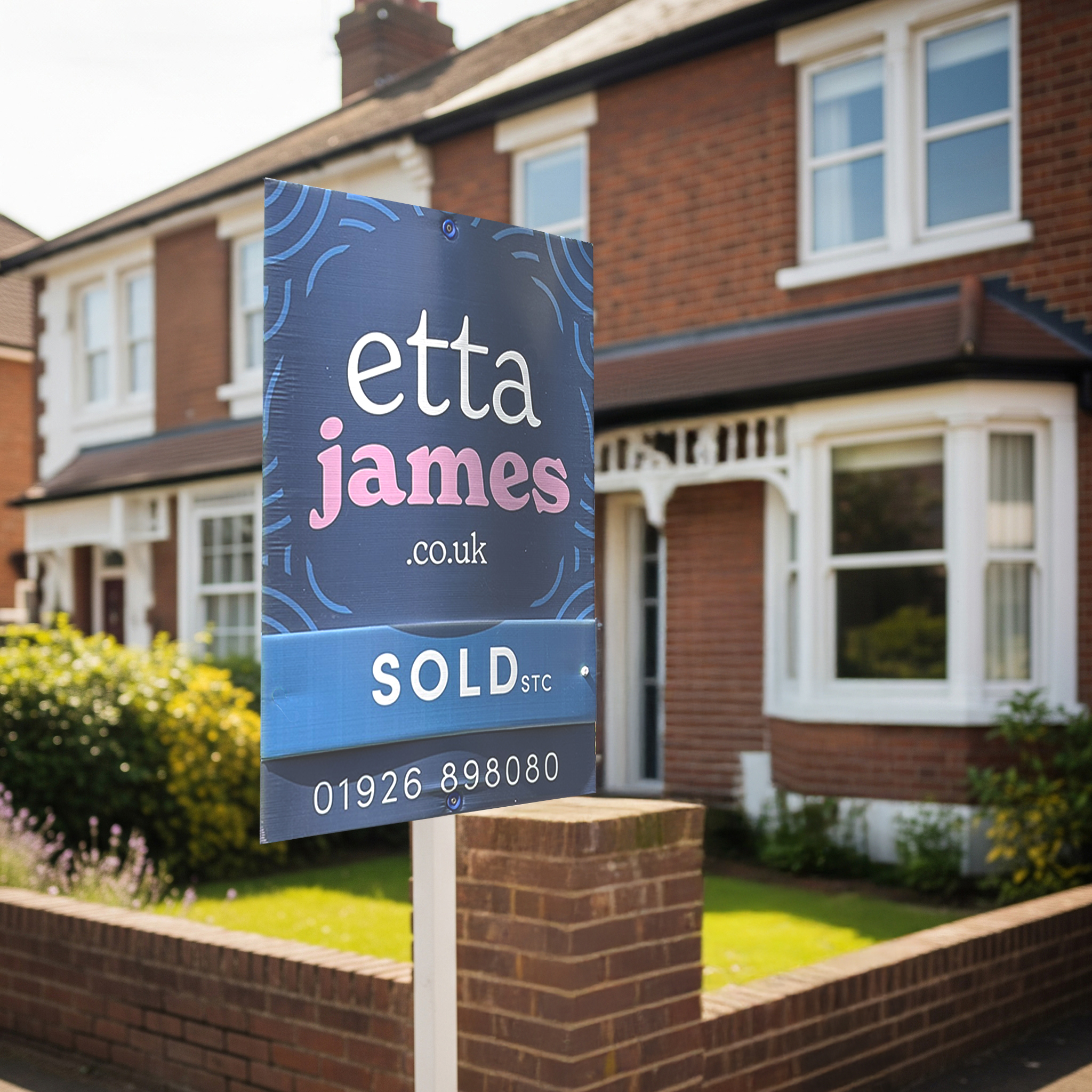 estate agent sold board Leamington Spa